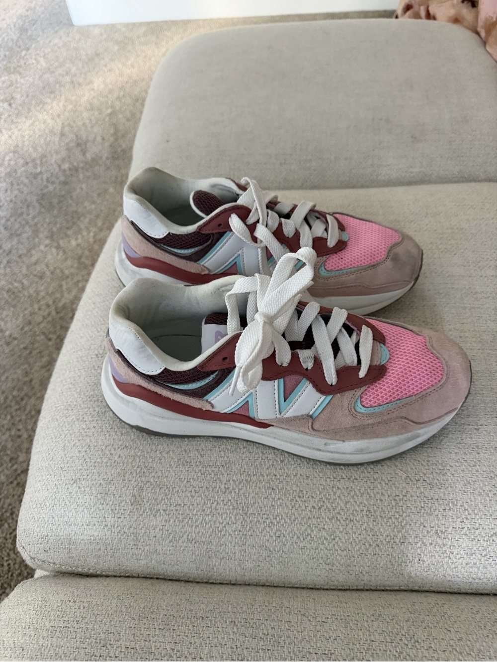 New Balance Women's Pink, Burgundy & Tan Mixed-Material Sneaker